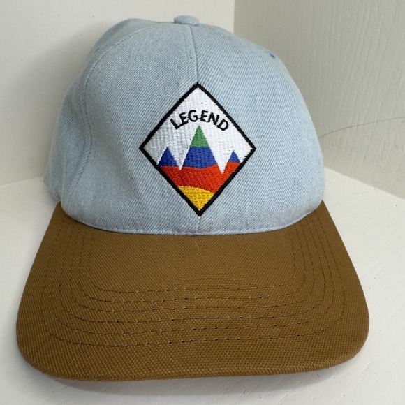 Legend Headwear Other - Legend‎ Headwear Adjustable Multicolor Hat Leather Strap Brown Blue Made In USA